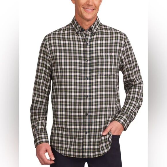 Lands' End Men's Brushed Twill Button-Down Shirt in Multi Size XL - Picture 2 of 5